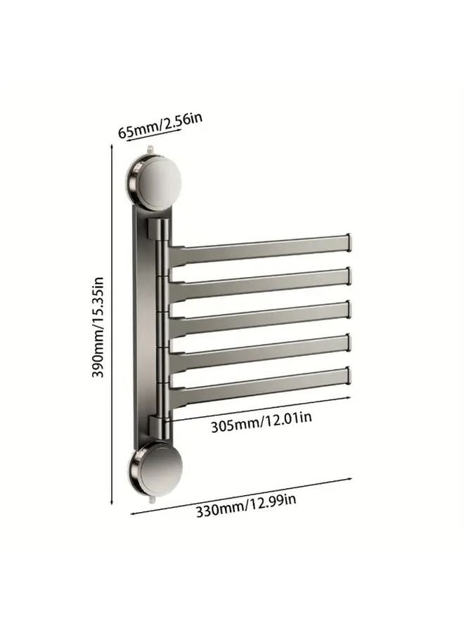 Gun Ash Rotating 5 Rods Suction Cup Towel Rack Wall Mounted Bathroom Organizer - Image 3