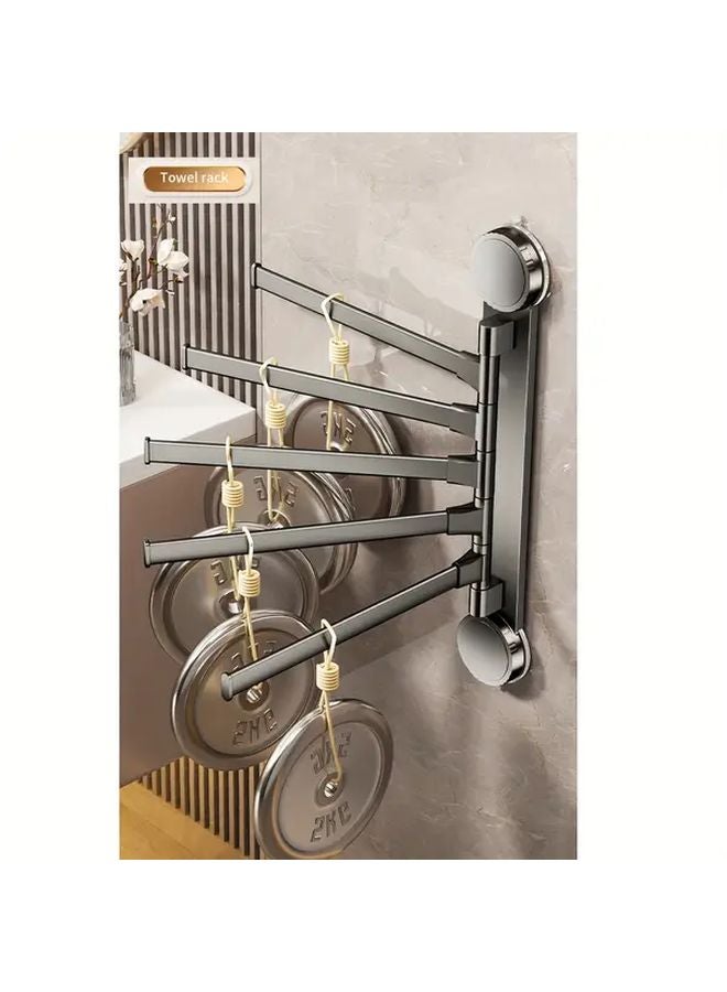 Gun Ash Rotating 5 Rods Suction Cup Towel Rack Wall Mounted Bathroom Organizer - Image 5