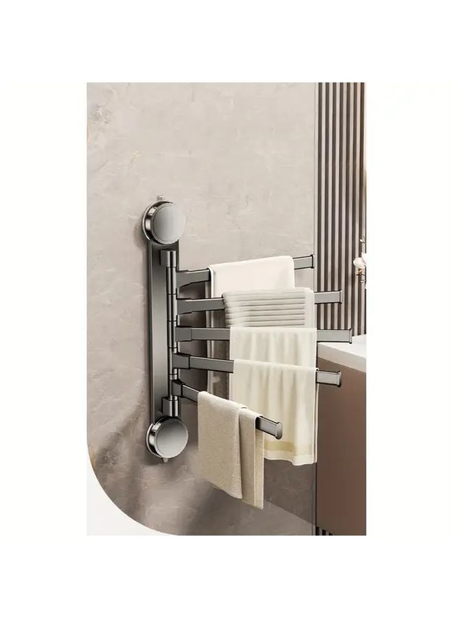 Gun Ash Rotating 5 Rods Suction Cup Towel Rack Wall Mounted Bathroom Organizer - Image 4