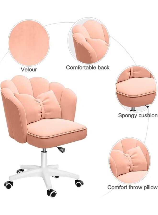 Aikenn Study Chair Cute Petal Desk Chair Swivel Chair With Pulleys Girls Bedroom Chair Ergonomic Chair Petal Nordic Chair Makeup Chair With High-Density Rebound Sponge Soft And Comfortable Adjustable Height Suitable For Girls And Children Pink  - Image 3
