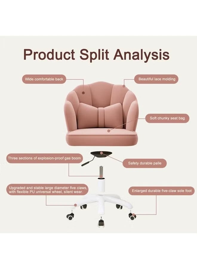 Aikenn Study Chair Cute Petal Desk Chair Swivel Chair With Pulleys Girls Bedroom Chair Ergonomic Chair Petal Nordic Chair Makeup Chair With High-Density Rebound Sponge Soft And Comfortable Adjustable Height Suitable For Girls And Children Pink  - Image 4