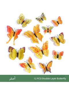 Hanghaijia 12 PCS 3D stereo simulation double layer butterfly wall stickers refrigerator stickers home decoration supplies kindergarten dress up photography props  - Image 1