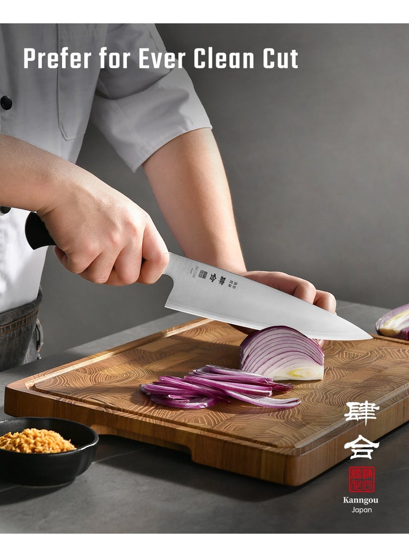 Kanngou 20cm Japanese Chef Knife Razor Sharp for Kitchen, AUS-8 Alloy Steel and POM Full-Tang Handle, Premium Gift Box - Image 5