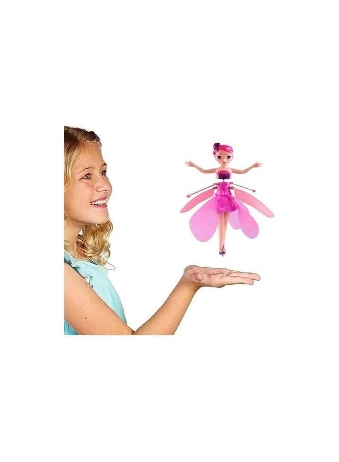 دمية الأميرة الطائرة الخيالية ذات الحركة اليدوية للأطفال الصغار (وردي) - Image 2