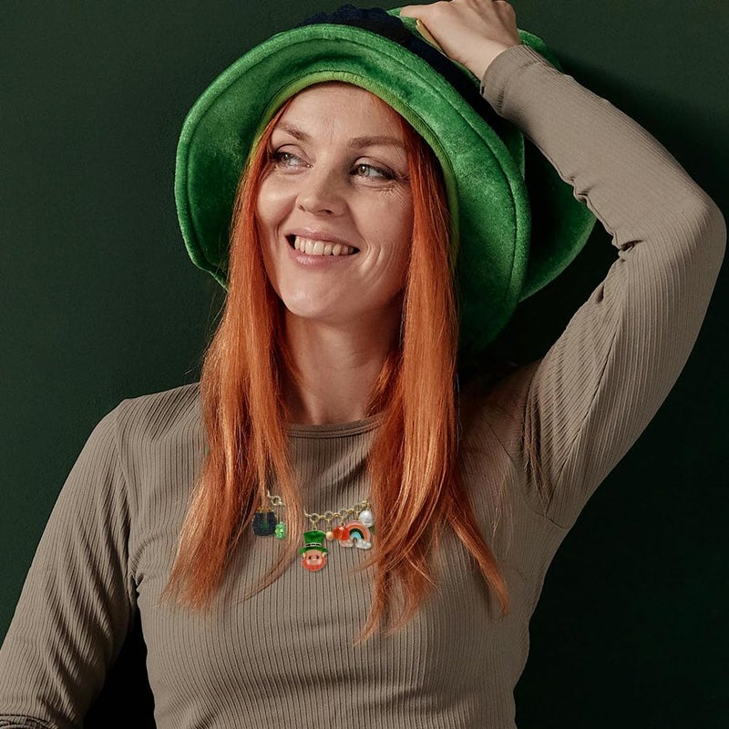 Madison Tyler St.Patrickâ€™s Day Charm Necklace for Women | Green Shamrocks Clover Bead Lucky Leprechauns Shamrocks Pots Rainbow Pendant Necklace | Irish Festival Holiday Party Favor Gifts - Image 2