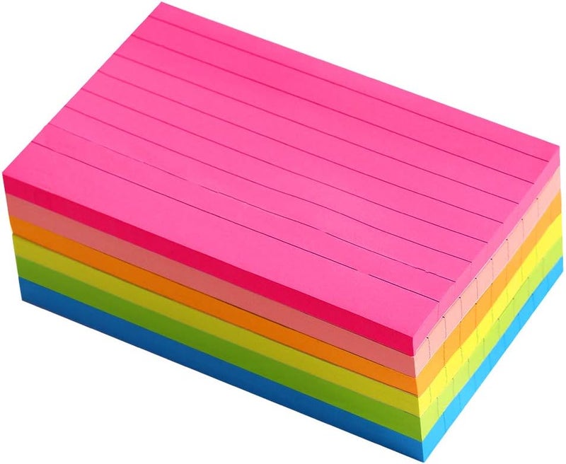 Vanpad Lined Sticky Notes 3X5 in Bright Ruled Stickies Colorful Super Sticking Power Memo Pads Strong Adhesive, 6 Pads/Pack, 75 Sheets/pad - Image 3