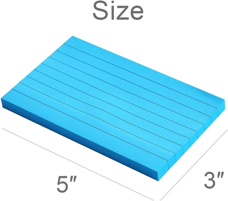 Vanpad Lined Sticky Notes 3X5 in Bright Ruled Stickies Colorful Super Sticking Power Memo Pads Strong Adhesive, 6 Pads/Pack, 75 Sheets/pad - Image 2