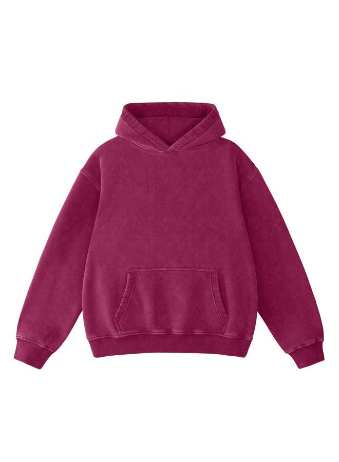 Dnzzs Acid Wash Hoodie Super Soft Sweatshirt for Mens Pullover Oversized Men's Fashion Hoodies & Sweatshirts Vintage Tops, Deep Red, M - Image 1