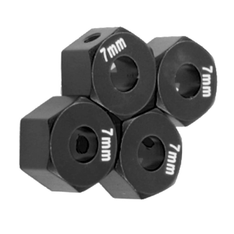 Vgoohobby Metal 12mm Hex Wheel Hubs 7mm Thick Drive Adapters with Flanged Lock Nuts Compatible with Traxxas 1/10 4WD Rustler Slash Stampede RC Carï¼ŒReplace Part 1654 (Black) - Image 5