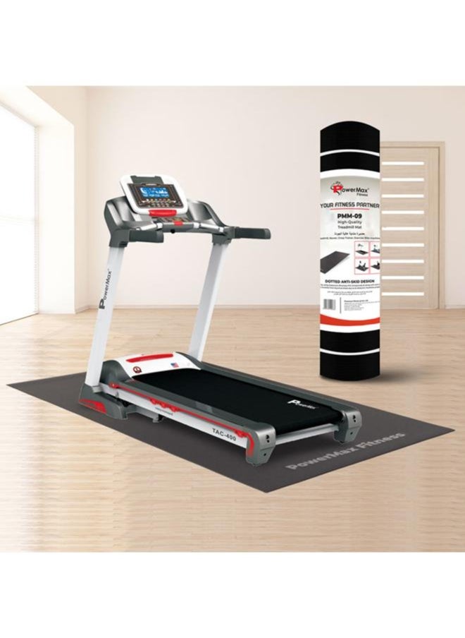 باورماكس فيتنيس بساط معدات التمرين PowerMax Fitness PMM-09 للمنزل وصالة الألعاب الرياضية، بساط جهاز المشي ذو كثافة عالية، فائق الصلابة، معزول عن الصدمات الكهربائية، يحمي الأرضيات/السطح، مضاد للانزلاق، بساط سهل التنظيف (أسود)  - Image 2