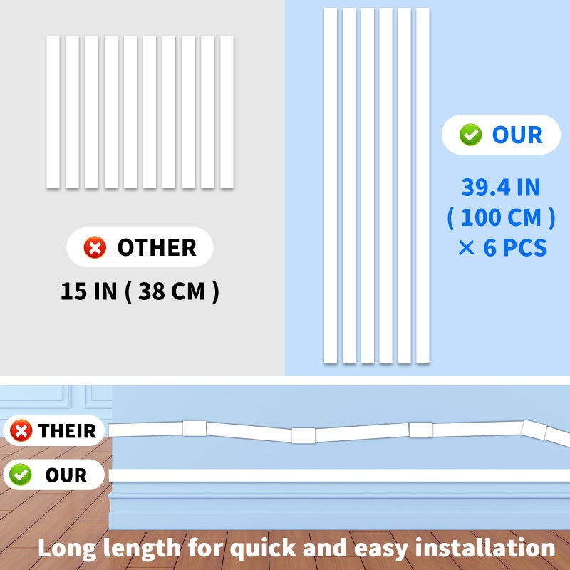 Aispour Extra-Long Paintable Cord Cover Hider for Wall Mounted TV - 6x 39.4in TTL 236in - Image 4