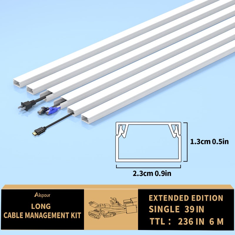 Aispour Extra-Long Paintable Cord Cover Hider for Wall Mounted TV - 6x 39.4in TTL 236in - Image 3