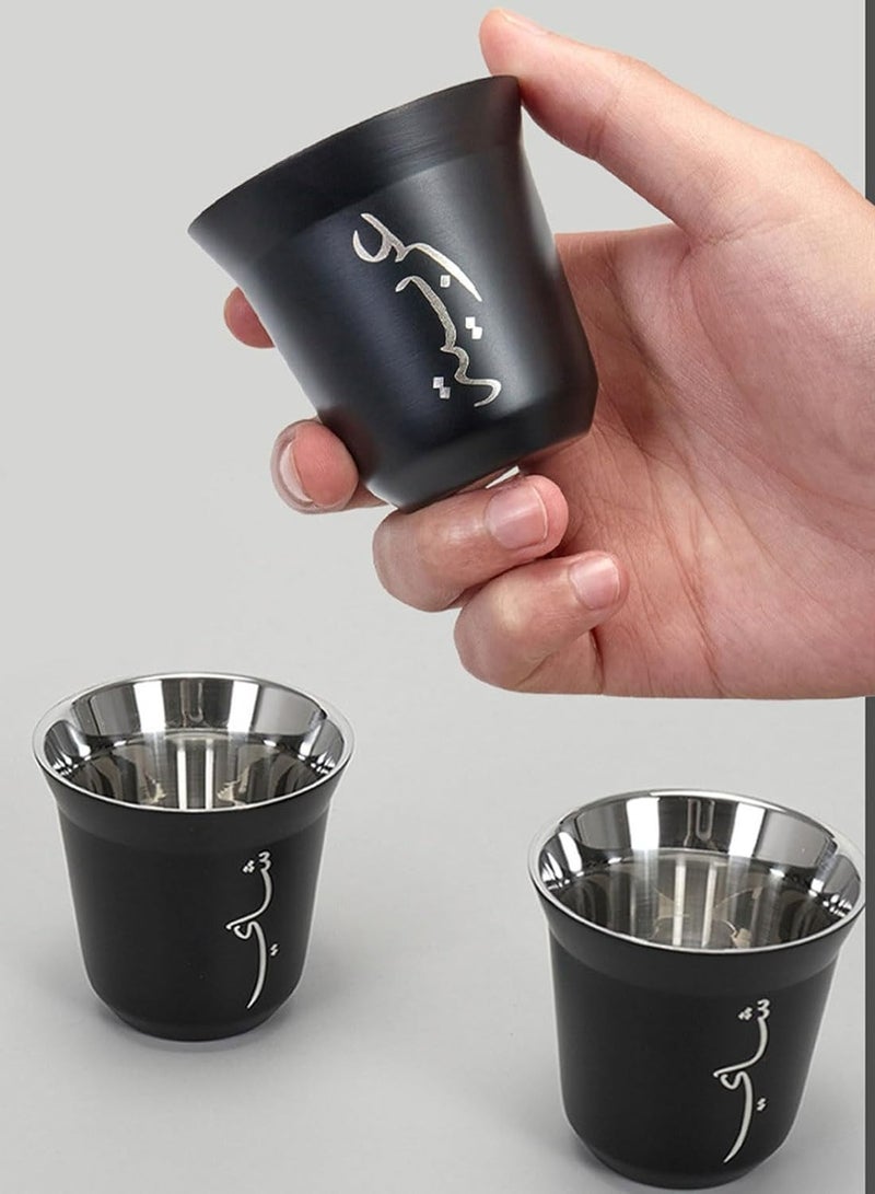 أسيف مجموعة أكواب وأكواب قهوة معزولة بنمط خشبي، أكواب مشروبات، أدوات شرب من الفولاذ المقاوم للصدأ - Image 4