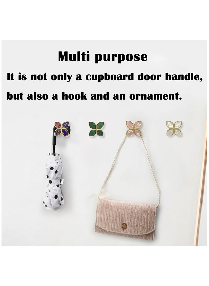 SYOSI Knobs Four-Leaf Clover Brass Pulls Handles, Gold Knobs Dresser Knobs Clover Cabinet Handles with Screws for Dresser Drawers Kitchen Cabinet Green, 6 pcs - Image 2