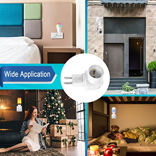MIKWOAB Plug in Light Socket, 3 Prong Light Bulb Socket Adapter, Outlet to Socket Adapter, 360° Rotatable Plug with On/Off Switch (ETL Listed, White) - Image 5