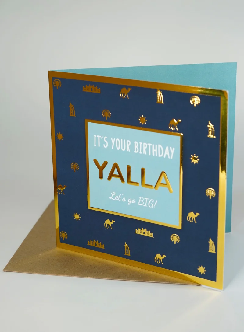 Share the Love It's Your Birthday - Blue Gold Foil Greeting Card