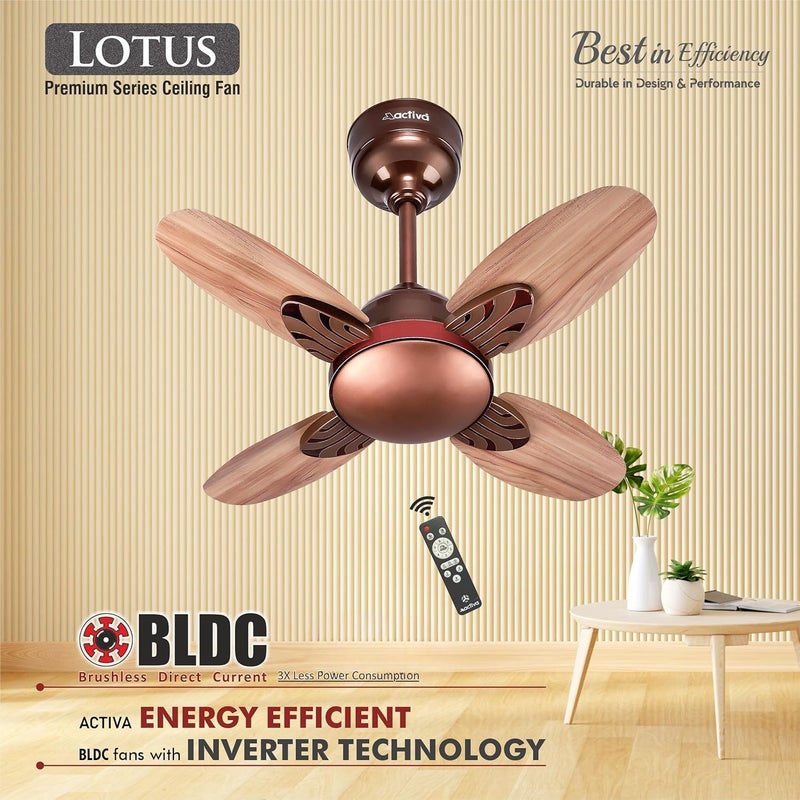 Activa Premium Series Lotus 600 Mm Noiseless 850 Rpm High Speed Bldc Motor (28 Watts) With Remote Control Wood Ceiling Fan Wooden Finish Come With 5 Years Warranty (Rosewood) 5 stars - Image 5