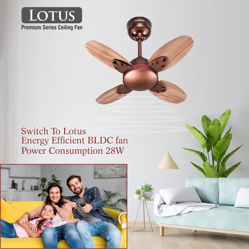 Activa Premium Series Lotus 600 Mm Noiseless 850 Rpm High Speed Bldc Motor (28 Watts) With Remote Control Wood Ceiling Fan Wooden Finish Come With 5 Years Warranty (Rosewood) 5 stars - Image 3