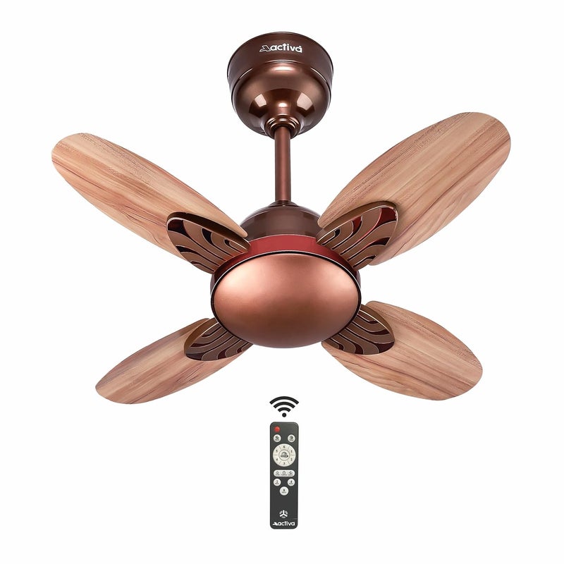Activa Premium Series Lotus 600 Mm Noiseless 850 Rpm High Speed Bldc Motor (28 Watts) With Remote Control Wood Ceiling Fan Wooden Finish Come With 5 Years Warranty (Rosewood) 5 stars - Image 1