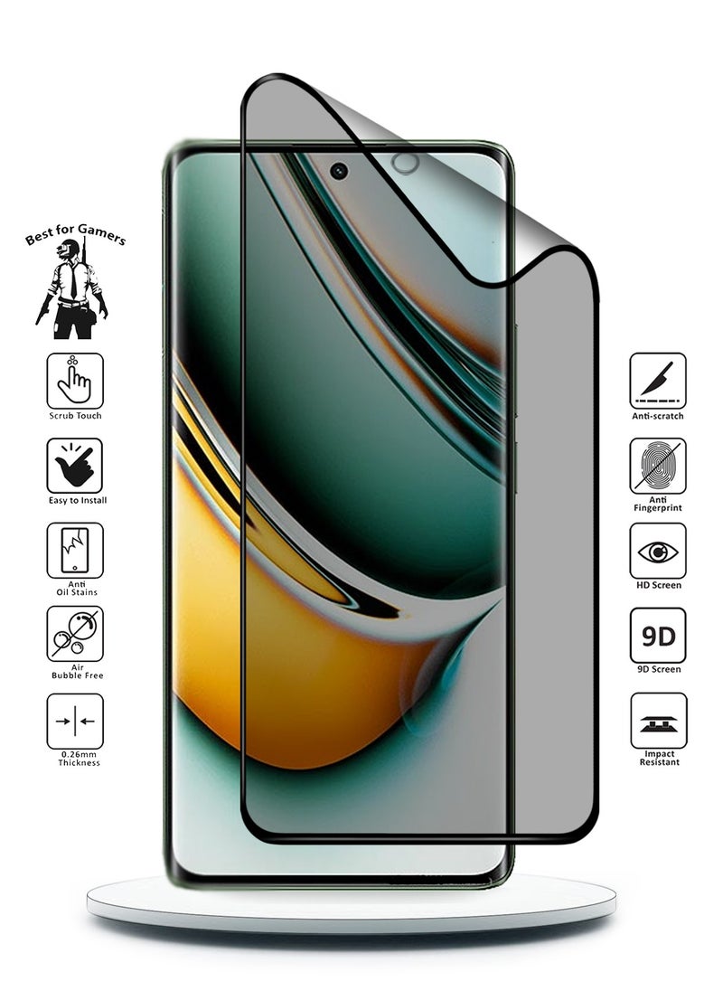 Wtech Realme 11 Pro 5G 2023 / Realme 11 Pro+ 5G 2023 Nano Ceramic Privacy Full Glue Full Cover Matte Flexible Screen Protector (MSCNMP) - Clear/Black  - Image 2