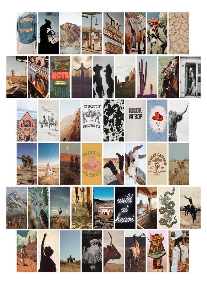 TwoDays Western Wall Decor Collage Kit, Western Home Decor, Cowgirl Room Decor, Cowboy Prints Decor for Girls Bedroom, Vintage Cowgirl Poster(Set of 50, 4" × 6") - Image 1