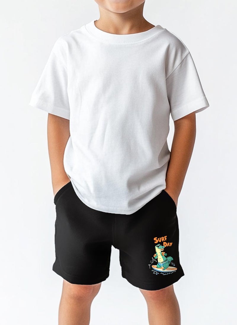 Nautinati Boys' Shorts With Alligator Print| Cotton Blend | Age 2 - 10 Years - Image 1