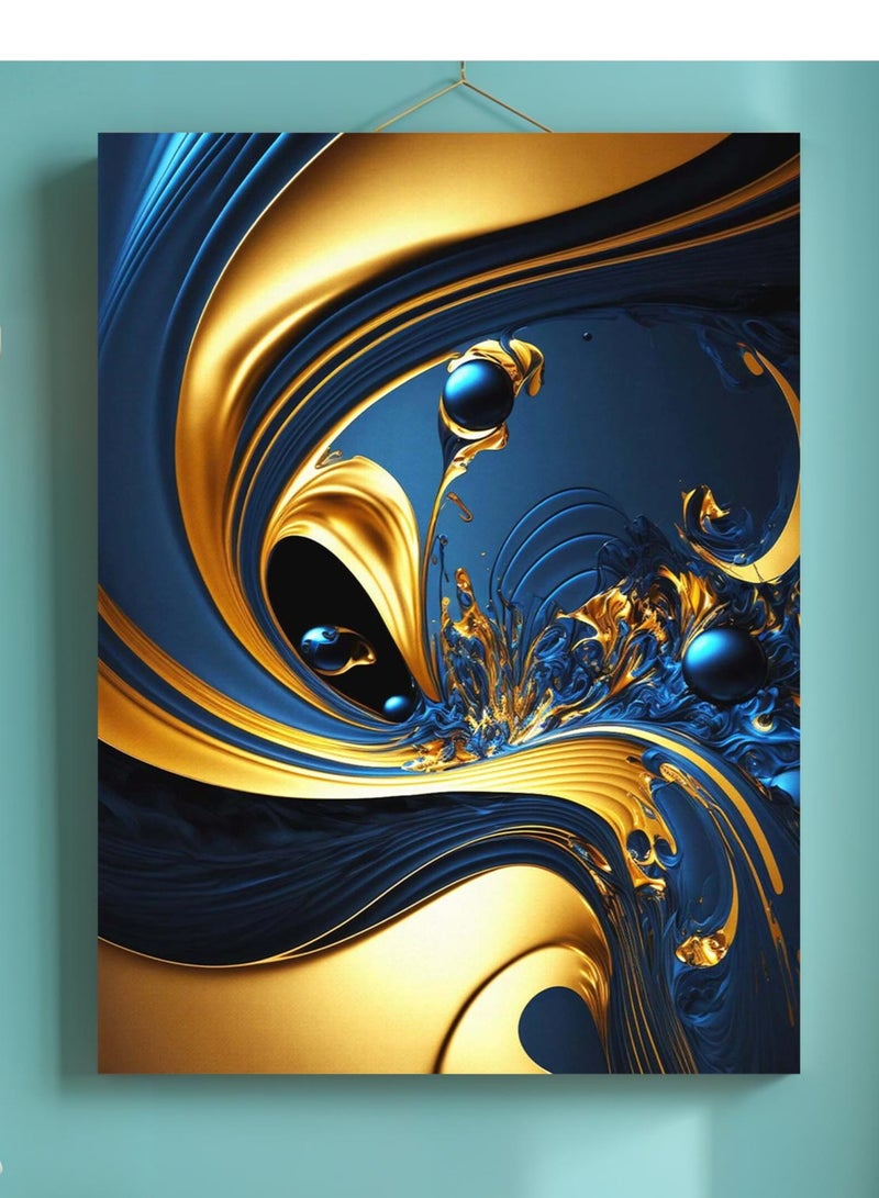 Droplyte Abstract Painting Framed Canvas Wall Arts Stretched Over Wooden Frame Paintings for Home Living Room Office Decor 40cm x 60cm - Image 1