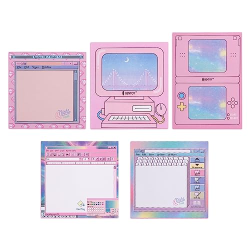 KOOBOOK Kawaii Planner Notebook Cute Memo Pads with Computer Game Shape Design Kawaii Office Supplies,5 Styles,50 Sheets/Pad - Image 1