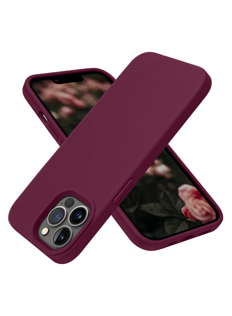 Compatible with iPhone 12/12 Pro 6.1 Inch Slim Liquid Silicone 4 Layers Soft Gel Rubber Shockproof Protective Phone Case with Anti Scratch Microfiber Lining (Wine Red) - Image 1