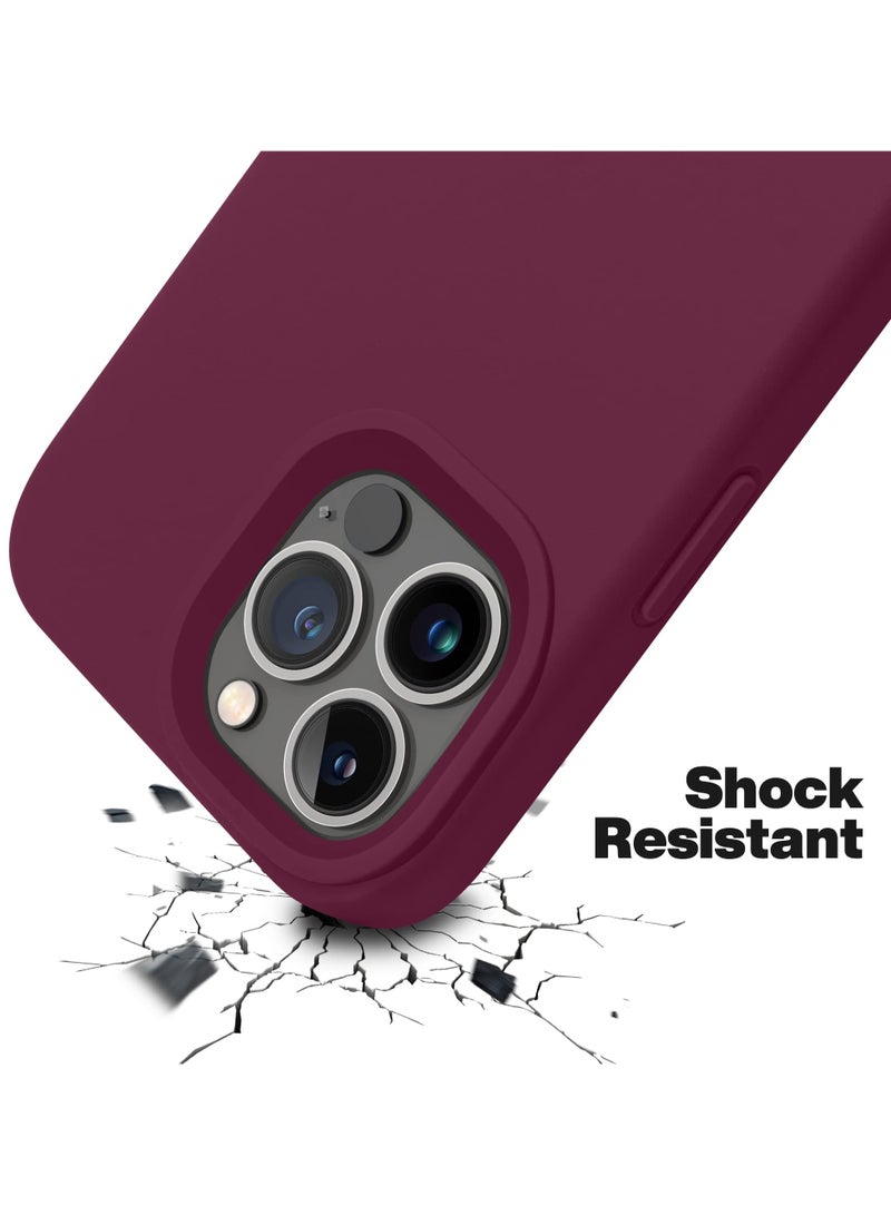 Compatible with iPhone 12/12 Pro 6.1 Inch Slim Liquid Silicone 4 Layers Soft Gel Rubber Shockproof Protective Phone Case with Anti Scratch Microfiber Lining (Wine Red) - Image 2