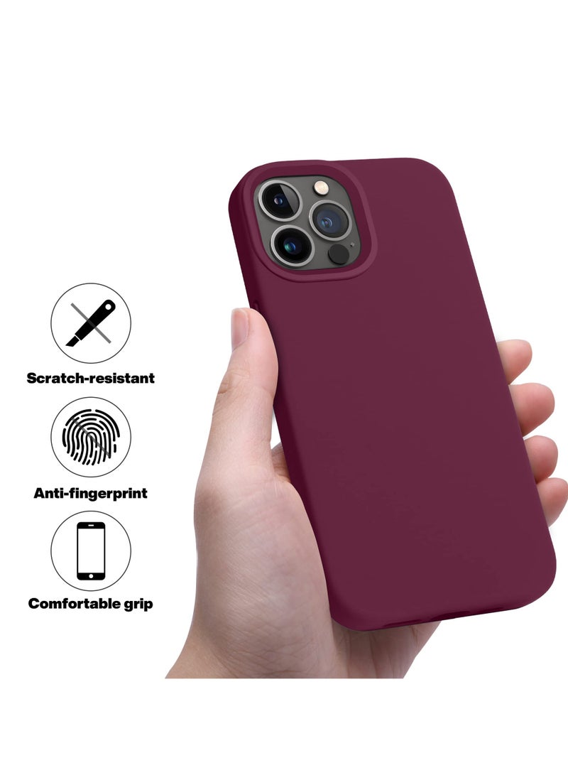 Compatible with iPhone 12/12 Pro 6.1 Inch Slim Liquid Silicone 4 Layers Soft Gel Rubber Shockproof Protective Phone Case with Anti Scratch Microfiber Lining (Wine Red) - Image 3