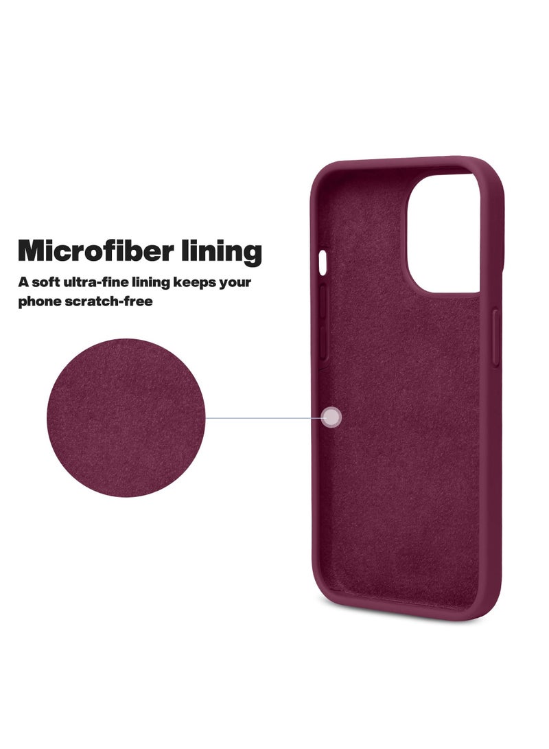 Compatible with iPhone 12/12 Pro 6.1 Inch Slim Liquid Silicone 4 Layers Soft Gel Rubber Shockproof Protective Phone Case with Anti Scratch Microfiber Lining (Wine Red) - Image 4