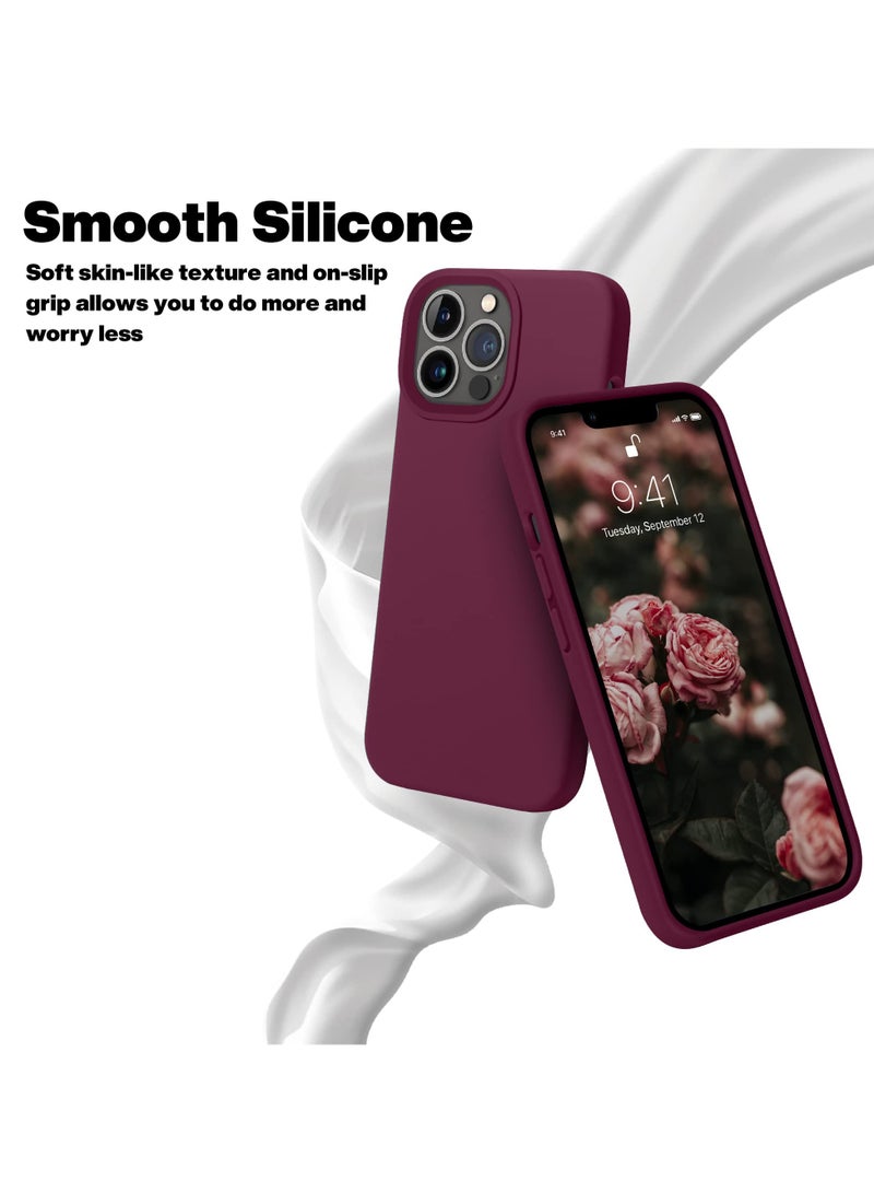 Compatible with iPhone 12/12 Pro 6.1 Inch Slim Liquid Silicone 4 Layers Soft Gel Rubber Shockproof Protective Phone Case with Anti Scratch Microfiber Lining (Wine Red) - Image 5