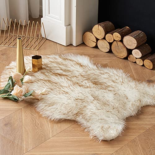 MIULEE Faux Fur Sheepskin Rug Luxury Fluffy Area Rugs Super Soft Decorative Shag Carpet for Bedroom Living Room and 2x3 Feet Frosted Tips Brown - Image 3