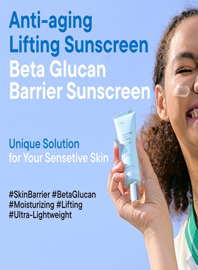 IUNIK Beta-Glucan Water Barrier Moisture Daily Sunscreen Matte & No White Cast SPF 50+ PA++++ Vegan Lifting & Plumping Moisturizing Daily Sun Cream for Dry Oily Sensitive Skin Korean Skincare - Image 2