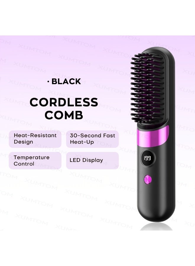NIBEMINENT Multifunctional Hair Straightener Brush, Curling Iron, Easy Design, 4-Level Temperature Adjustment, Suitable for Straight And Curly Hair Styling, Fast Heating, LED Display, USB Charging - Image 4