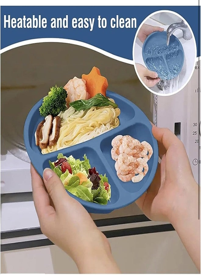 Richtots Premium Silicone Baby Feeding Set, Complete 8-Piece Baby Led Weaning Set | Baby Feeding Product,Suction Plate, Bowl,Cup, 2 Spoon, 2 Fork and Bib for Baby Sky Blue (Dark Blue) - Image 5
