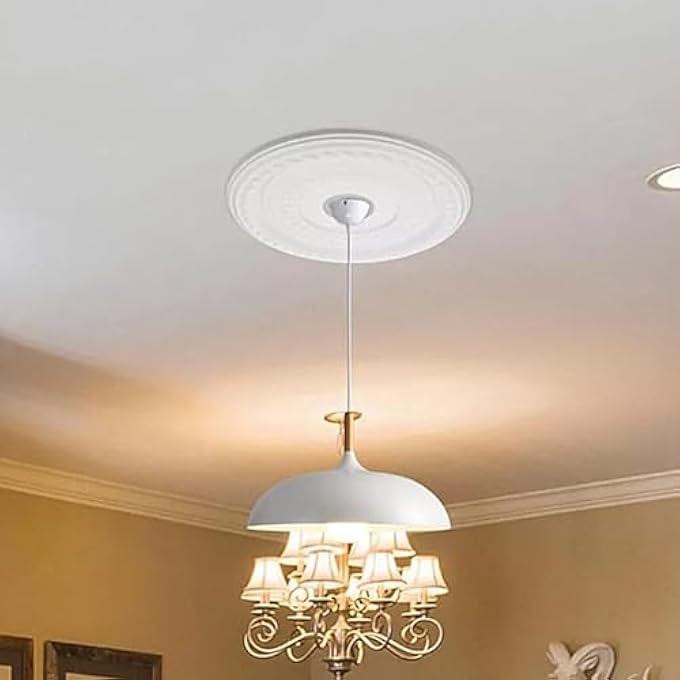 CHANDELIER MEDALLION FOR CEILING | CEILING PU EUROPEAN STYLE LIGHT BOARD - BOARD ROSE BASE DECORATION EUROPEAN STYLE PU FOR TRIM CANOPY -CHANDELIER WOOD WALL HOME LIVING ROOM BEDROOM - Image 3