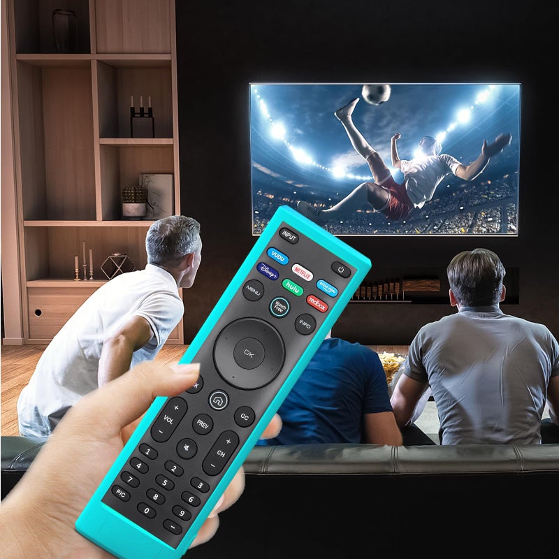 Packzprint حافظة لجهاز التحكم عن بُعد من Vizio، غطاء متوافق مع جهاز التحكم عن بُعد من Vizio Smart TV XRT136 / XRT140 غلاف سيليكون عالمي يتوهج في الظلام باللون الأزرق - Image 2