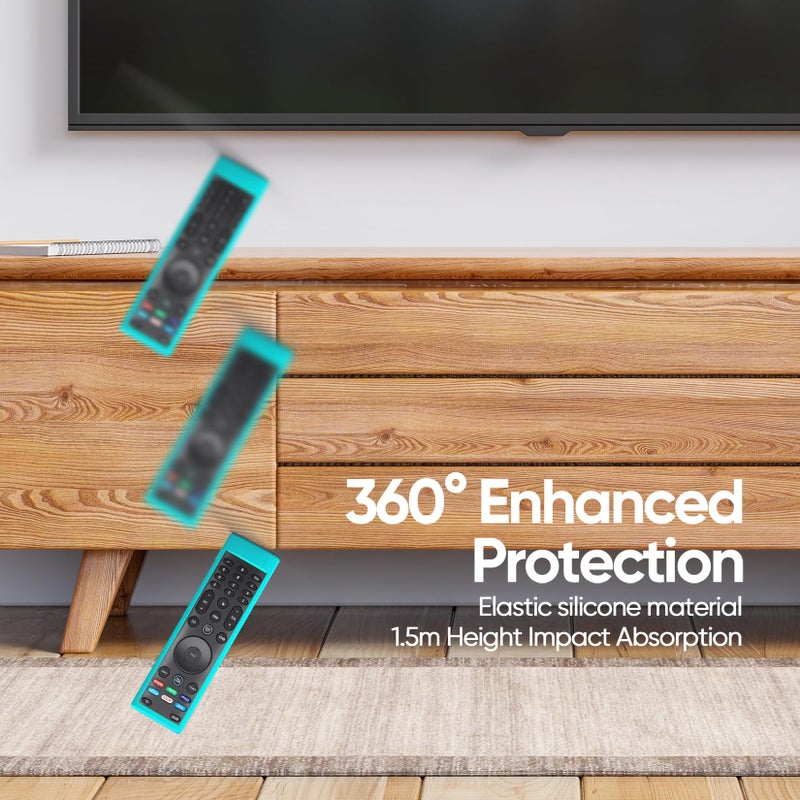 Packzprint حافظة لجهاز التحكم عن بُعد من Vizio، غطاء متوافق مع جهاز التحكم عن بُعد من Vizio Smart TV XRT136 / XRT140 غلاف سيليكون عالمي يتوهج في الظلام باللون الأزرق - Image 4