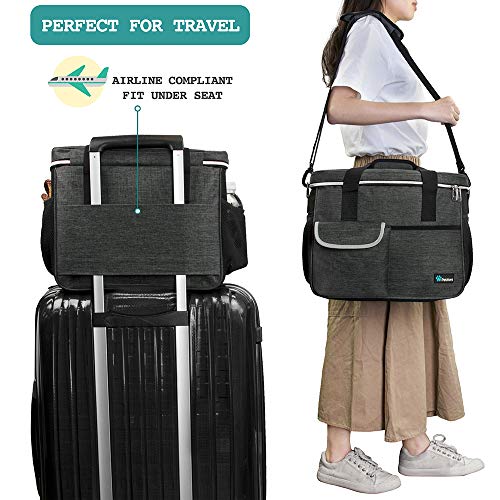 PetAmi Dog Travel Organizer with Food Container and Bowls, Weekend Camping Accessories - Charcoal, Medium - Image 5