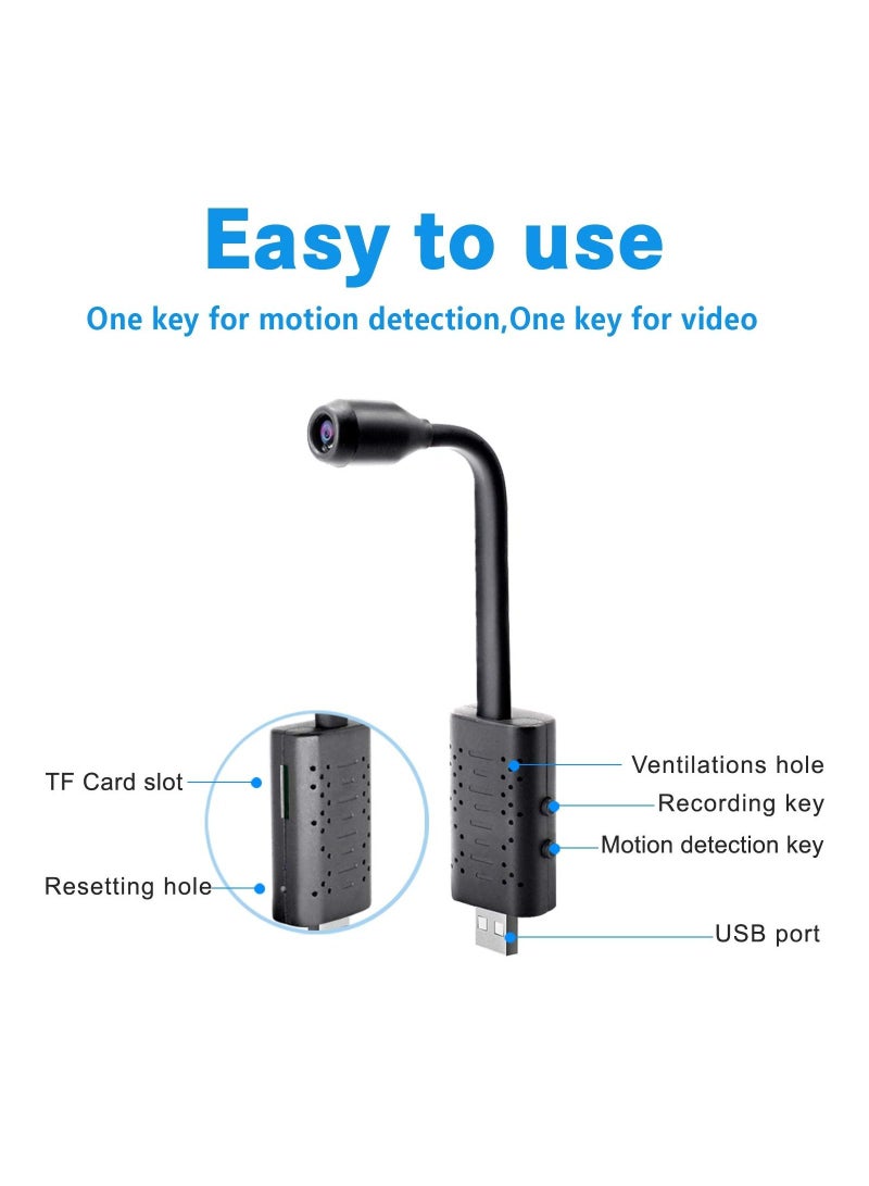 Smallest Spy Camera Wireless Hidden,Rettru Mini HD 1080P Portable USB Small Micro Covert Nanny Camera with Motion Detection for Home Office Security Surveillance Indoor Outdoor Spying