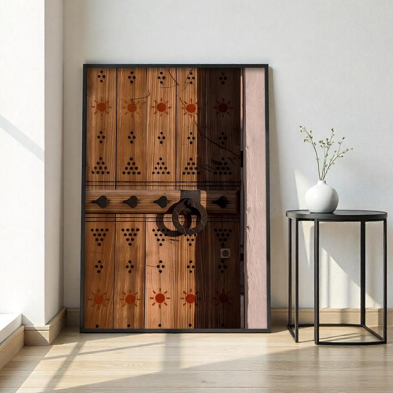 ماركتنا لوحة قماشية بتصميم الفن النجدي مع برواز مجوف مقاس (40×60) قطعة واحدة - Image 1