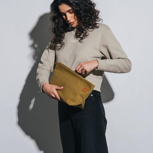 DailyObjects Small Clutch Taxi Canvas Pouch and Storage Organizer - Lightweight, Spacious, Durable and Multi-Purpose for Women and Men, Holds Accessories and Gadget like Toiletry - Green - Image 2