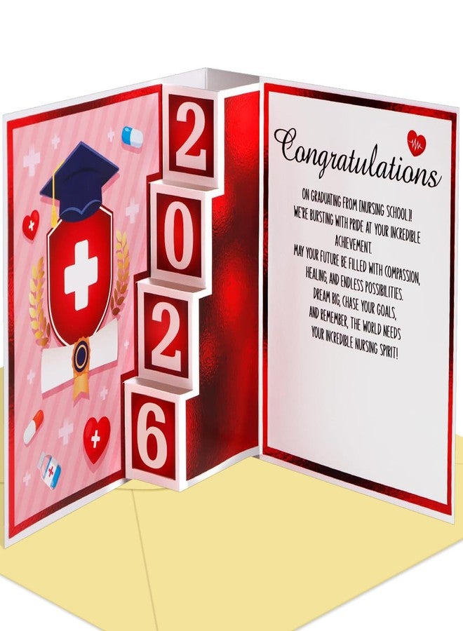 D4DREAM 2026 Nurse Graduation Card - RN Greeting Card for Women Pink Congratulations Graduation Gifts Card with Envelope for Nursing School Medical Grads New Registered Nurse - Image 1