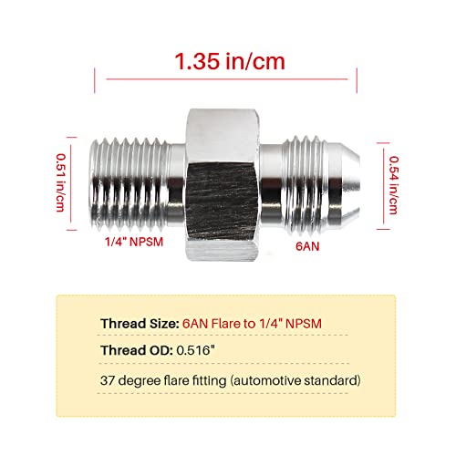 GSTP 2Pcs Transmission Adapter Fittings 6AN Flare to 1/4" NPSM for TH350 TH400 700R4 4L60E 200-4R TR6060 AOD 4R100 4R70W C5 Transmission Front & Rear Until 2007 Aluminum - Image 4