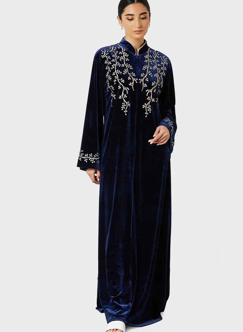 LEA Embroidered Velvet Abaya