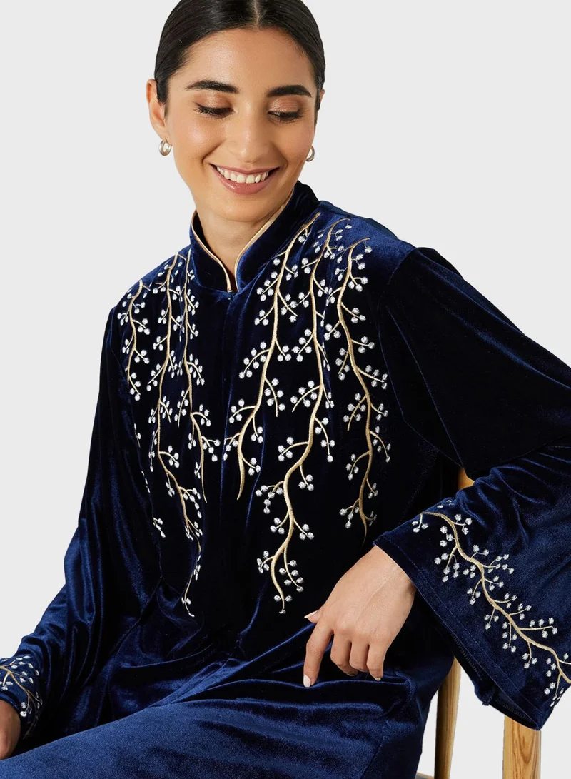 LEA Embroidered Velvet Abaya