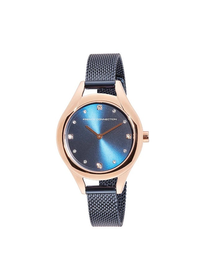 French Connection Women's Blue Dial Blue Stainless Steel Bracelet Analog Watch 34mm - Image 1