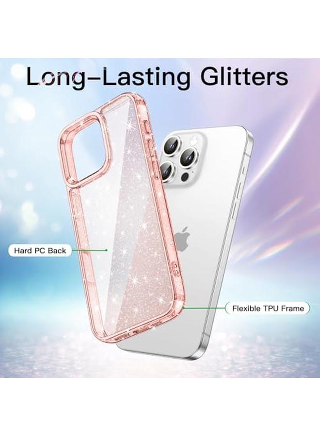 جي تيك جراب لامع لهاتف آيفون 16 برو مقاس 6.3 بوصة، غطاء هاتف مقاوم للصدمات لامع لامع للنساء والفتيات باللون الوردي - Image 3